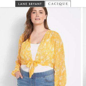 NWT Cropped Tie-front Overpiece - Floral Print Size 22/24